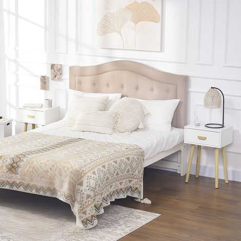 Juego de 2 Mesitas de Noche con Cajón y Patas de Madera para Dormitorio Salón Cama Oficina 40,5x30,5x60 cm Blanco (1/5)