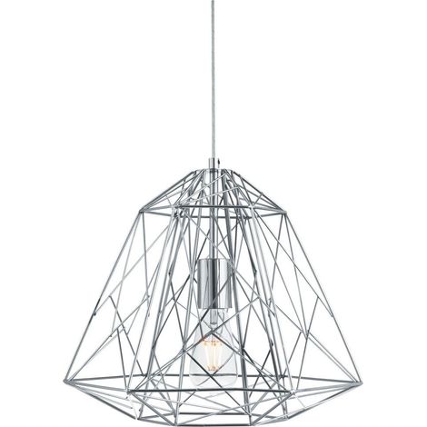 Searchlight Geometric Cage - Suspension de plafond à 1 ampoule en fil chromé, E27 (1/3)