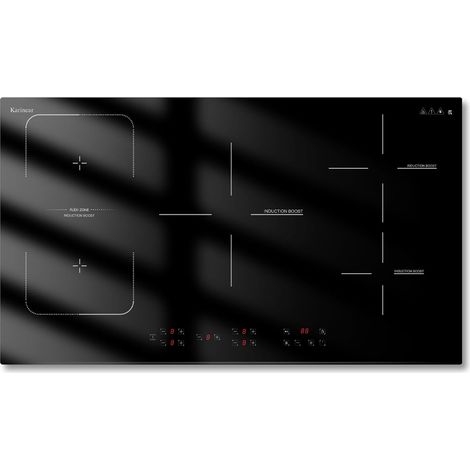 Karinear - Plaque à induction 5 feux, Table de cuisson encastrable 90 cm, FlexZone extensible à 39 cm, 7200W, Fonction Boost, Pause, Verrouillage sécurité, Commande tactile, Câblage fixe, 240V (1/5)