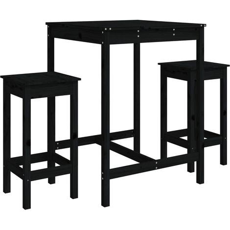 Maison Exclusive - 3-tlg. Gartenbar-Set Schwarz Massivholz Kiefer