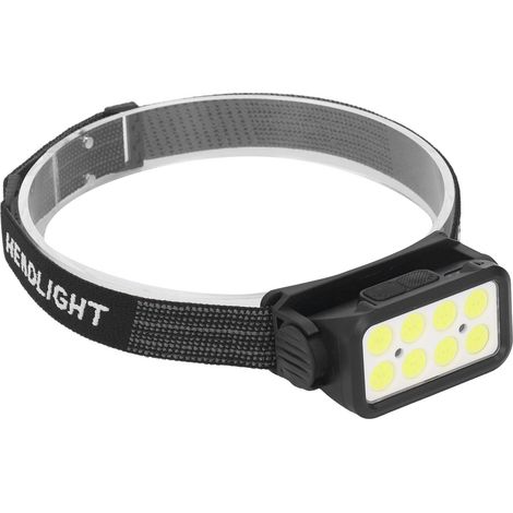 Lampe frontale LED COB, 5 modes d'éclairage, orientable à 120°, étanche IPX4, rechargeable avec capteur. (1/5)
