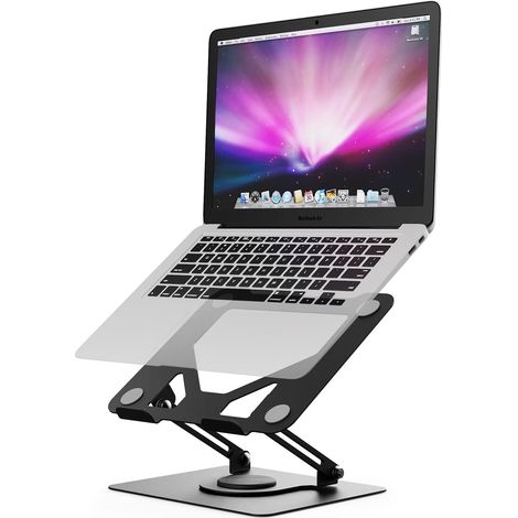 Ergonomischer, um 360° drehbarer Laptopständer, faltbar, belüftet, kompatibel mit MacBook Air/Pro, Dell und Laptops von 11 bis 17 Zoll – Schwarz (1/5)