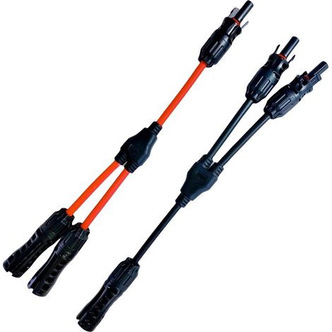 1 Paire Cable Panneau Solaire, Câble Solaire 4 Mm², Connecteur Mc4(1 À 2 Branches), Y Connecteurs Câble, Panneaux Solaires, Rouge Et Noir, Cable Mc4 Pour Module Pv Photovoltaïque Panneaux Solaires (1/5)