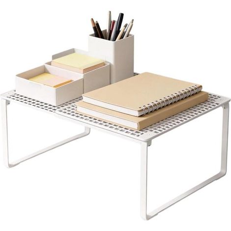 Separadores de estantes apilables - Organización de armarios - Ahorra espacio - Montaje sin herramientas - 38-62 cm - Blanco (1/5)