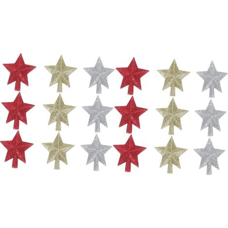 18 Pcs Étoile De Sapin De Noël Décoration d'arbre De Noël Topper Étoile De Ornement De La des Arbres Ornement d'e De Soufflage Tridimensionnel Poudre d'or 3D (1/5)