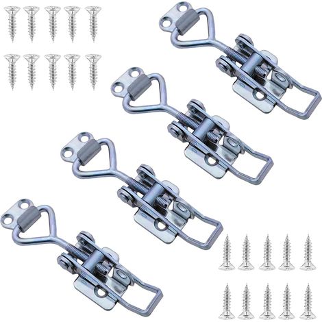 4 Pièces Loquet à Bascule en Acier Inoxydable, Fermeture à Levier avec Trou de Serrure Loquets à Bascule GH-4001 Réglables Capacité de Rétention 100kg 220lbs pour Armoire Porte, Valises (1/5)
