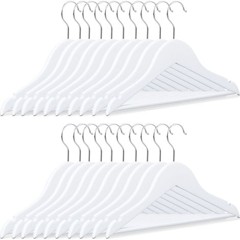 40x Cintres enfants en bois crochet 360° cintres en bois vêtements bébé enfant blanc HxlxP: 18 x 30,5 x 0,5 cm, blanc (1/5)