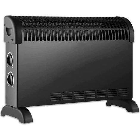 Stufa termoconvettore elettrico a basso consumo con 3 livelli di potenza (750W-1050W-1800W) mis. 52,5x17x32,5 cm - NERO (1/4)
