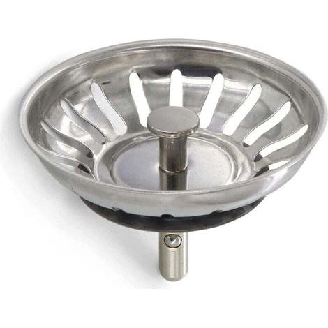 2 bouchons d'évier de cuisine en acier inoxydable - crépine universelle (diamètre 78 mm), grille d'évier anti-obstruction et panier d'évier à vidange rapide (1/4)