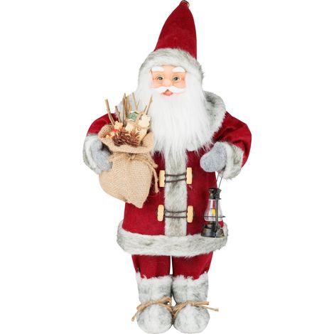 Dekoration MagicHome Weihnachten, Santa mit Laterne, rot, 46 cm (1/3)