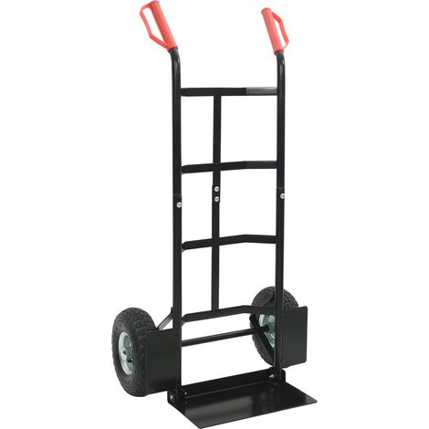 Carro de mano extensible Negro y rojo 57 x 46 x 113 cm Acero vidaXL