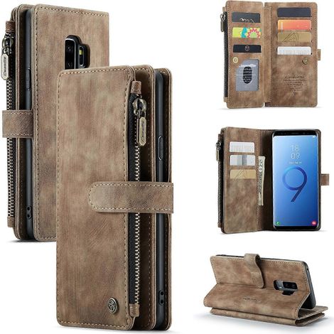 Pour Samsung Galaxy S9+ CaseMe-C30 PU + TPU Étui en cuir multifonctionnel à rabat horizontal avec support et fente pour carte, portefeuille et poche à fermeture éclair (1/4)