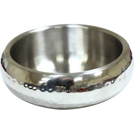 3 bols 16 cm: Gamelle en acier satiné Metal Dots set de 3 pour chiens et chats