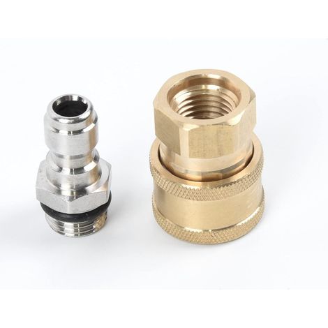 1 Paire Adaptateur Raccord Rapide Laiton M22 14 Femelle 1 4 Pouces Pour Nettoyeur Haute Pression (1/5)