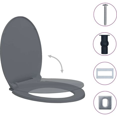 Siège de toilette à fermeture en douceur Gris Ovale (1/5)