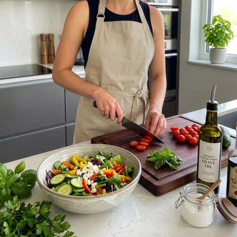 Tablier de cuisine en coton 60x80 cm CHAMBRAY lin, par Soleil d'Ocre