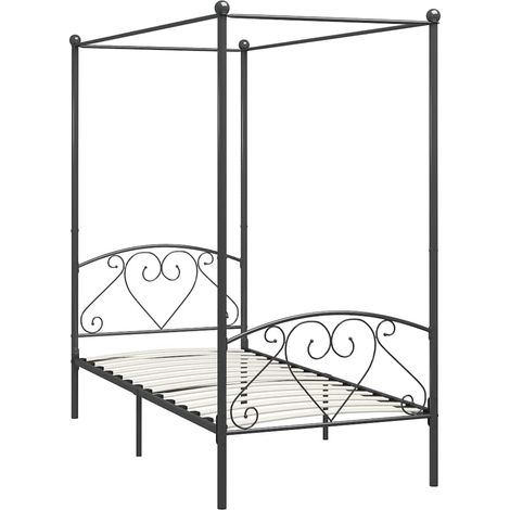 Estructura cama con dosel sin colchón metal gris 100x200 cm vidaXL (1/3)