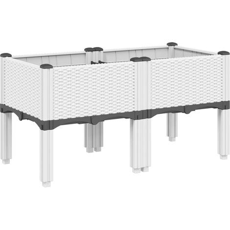 Fioriera rialzata per aiuola da giardino con piedini 80 x 40 x 42 cm PP bianco 020038168