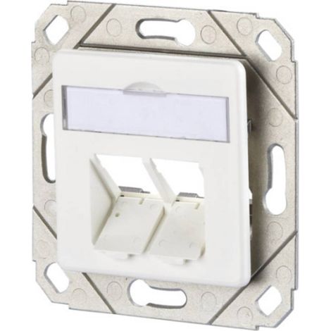 Metz Connect Prise réseau encastré insert avec plaque centrale 2 ports blanc pur (RAL 9010) C151561 (1/2)