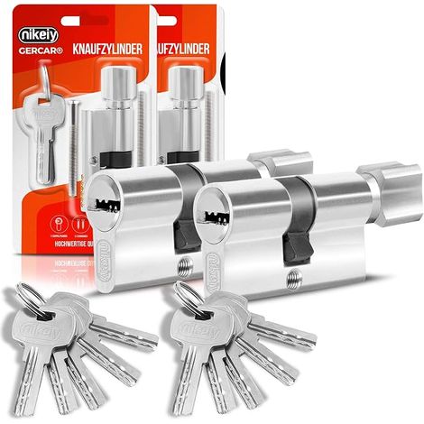 Profile Cylinder Set of 2 40/40 Button Cylinder with 10 Keys 2 Pieces Alike Lock Length 80 mm A 40 B 40 B 40 (1/5)