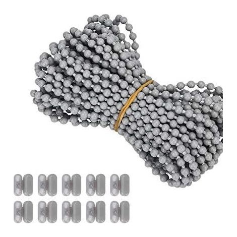 Graue Perlenkette, 10 Meter, 10 Perlenschnallen, 4,5 x 6 mm, Perlenkettenzubehör für Jalousien und Rollos. (1/5)