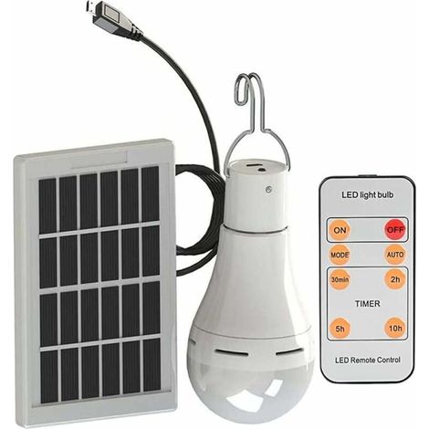 Solaire Alimenté Ampoule Led - Portable Usb Charge Lanterne Lampe Spotlight Intérieur Bureau Cuisine Lecture Avec Panneau Solaire -2Lampe (1/5)