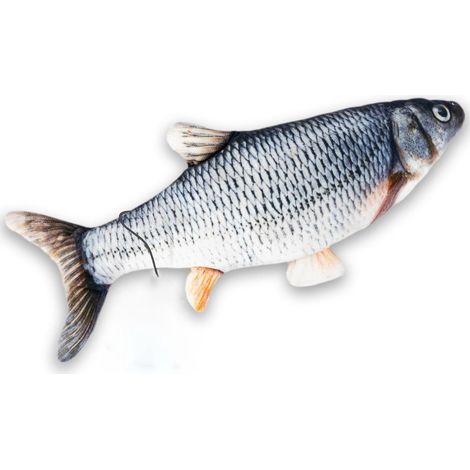 Interaktives Fisch-Katzenspielzeug, elektrisch betriebenes Spielzeug mit nachfüllbaren Katzenminze-Beuteln, waschbarem Plüsch, 3 Geschwindigkeitsstufen, inkl. USB-Kabel, Stimulationsspielen & (1/3)