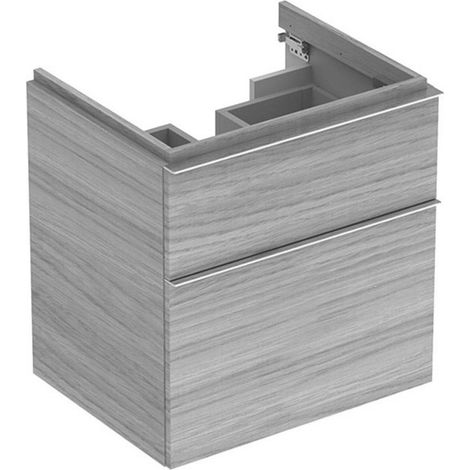 Meuble bas pour lavabo Geberit iCon,avec deux tiroirs: Largeur 59.5cm, Hauteur 62cm, Profondeur 47.7cm, Chêne naturel / Mélamine structuré bois
