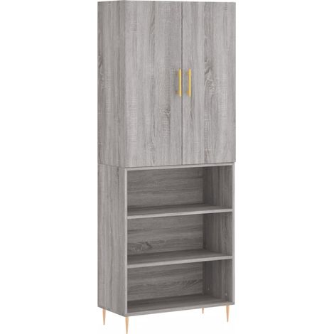 Buffet haut Sonoma gris 69,5x34x180 cm Bois d'ingénierie vidaXL (1/5)