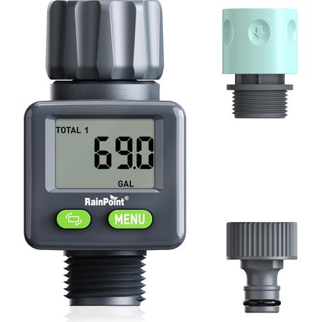 Compteur d'eau RAINPOINT - Débitmètre numérique rotatif 180° pour jardin, 4 modes de contrôle de consommation, pratique et précis