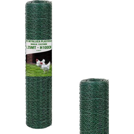 Rete Metallica Plastificata Esagonale Per Recinzione Reti Per Pollaio Pollame Animali Piante Recinzioni Conigli Filo Giardino Senza Corrente Verde Altezza 100 Cm Maglia Da 13 Mm Lunghezza 25 M (1/3)