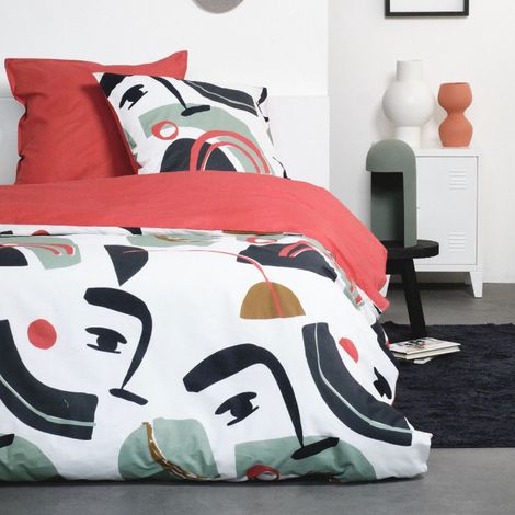 Parure de lit double réversible "Sunshine" en coton imprimé de style abstraits - Multicolore - 240 x 260 cm - Livraison gratuite (1/3)