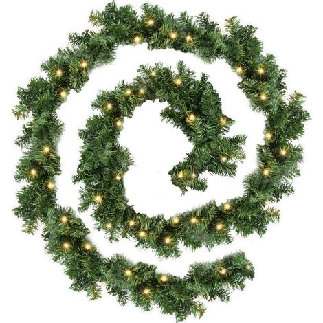 Randaco Weihnachtsgirlande mit Beleuchtung Lichterkette Deko 100 LEDs Innen Außen Grün 5M (1/4)