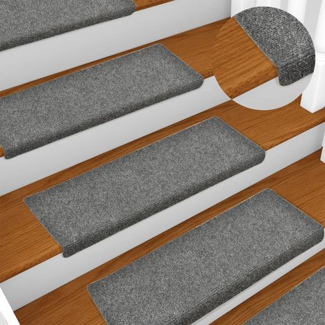 Tapis d'escalier de marches 5 pcs Intérieur Antidérapant Tapis de Protection pour Enfants, Personnes Agées et Animaux Gris 65x21x4 cm Aiguilleté BZTE232709 (1/5)