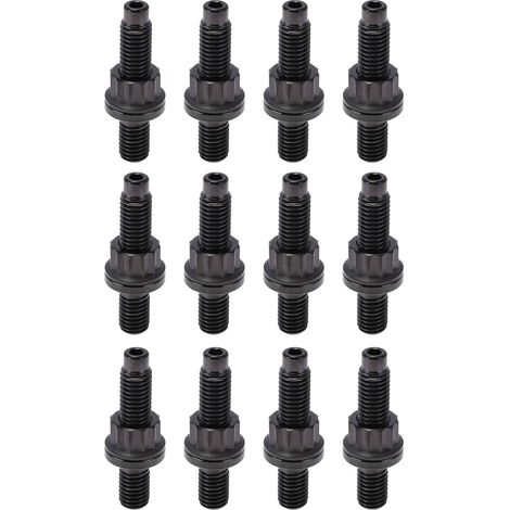 12 Set Alliage De Titane Boulon Collecteur D'echappement Kit De Goujons Collecteur D'echappement Vis Ecrous Rondelles Noir M10x1,5x54 (1/5)