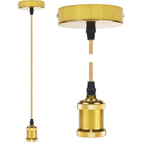 LAMPARA COLGANTE Ø9,84 X 4,4 CM + 88CM DE CABLE ORO BRILLANTE E27 60W - 44390 (1/3)