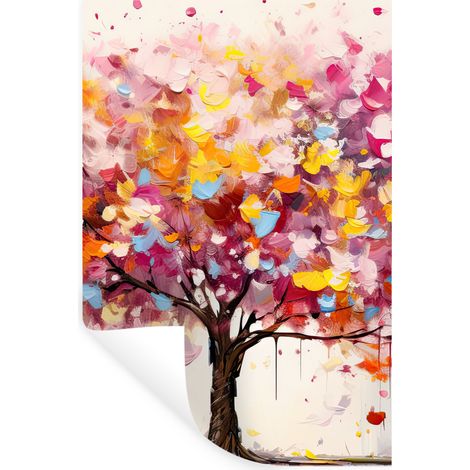 ADESIVO DA PARETE Acquerello - Albero - Arte - Astratto 40x60 cm (1/5)