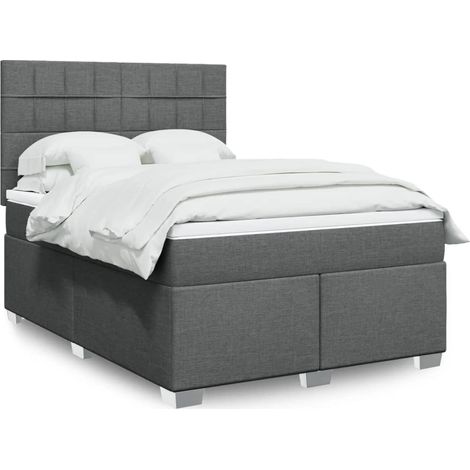 Boxspringbett mit Matratze Dunkelgrau 140x200 cm Stoff (1/5)