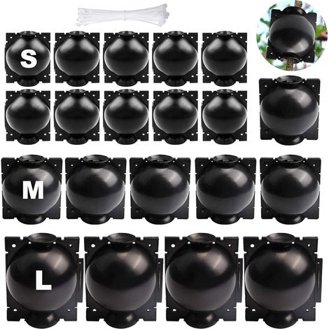 20 pezzi Scatola per radicazione delle piante Palla di propagazione, Scatola per innesto Dispositivo per radici di piante per innesto da giardino (S+M+L) (Nero)