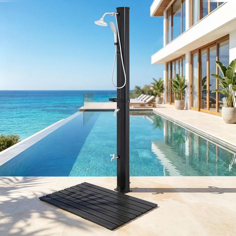 Eau Chaude 60°C sans Électricité Douche Solaire 35L avec Douchette, Pommeau 360° et Rince-Pieds pour Jardin et Piscine (1/5)