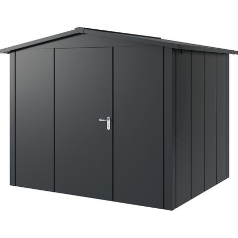 Hörmann Metall-Gerätehaus "Juno" mit Satteldach, JSD9 - Design, 262 x 214 cm (B x T), anthrazit, 1-flüglige Tür, Anschlag links (1/5)