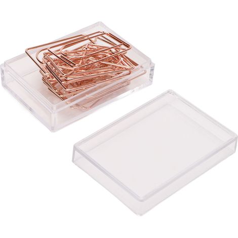 Lot de 100 mini trombones portables en métal plaqué or rose, de forme mignonne, adaptés au bureau, à la maison et aux enveloppes. (1/5)