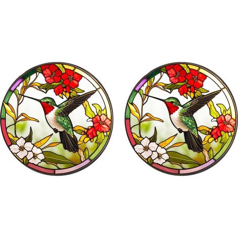 2 atrapasoles de vitral con forma de pájaro, colgantes de vitral, caja de regalo para aniversario de enamorados con gancho conmemorativo