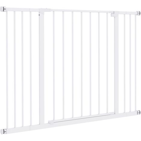 Barrière de sécurité longueur réglable 76-82 / 86-97 / 101-107 cm hauteur 76 cm sans perçage métal plastique blanc