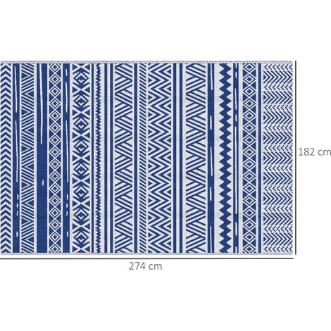 Tapis extérieur graphique 2,74x1,82m PP 310g/m², réversible 2 motifs (1/4)