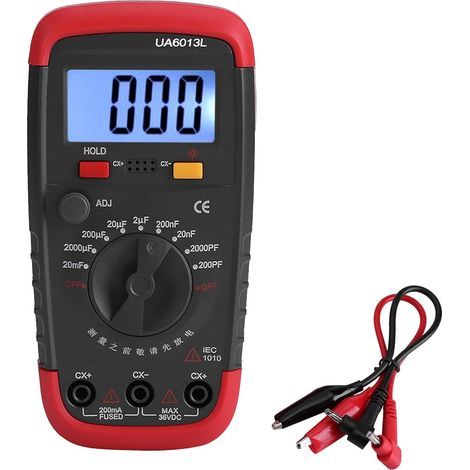 Multimètre-capacimètre numérique, testeur de capacité professionnel, avec rétroéclairage LCD et couvercle de sécurité. (1/5)