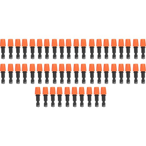 50 raccords en T avec buses de micro-atomisation réglables orange pour l'irrigation de jardin et de serre (1/5)