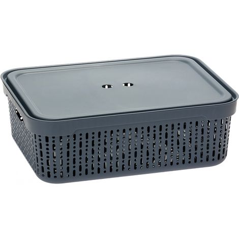 MORSETTA XL KUNSTSTOFFKORB MIT DECKEL DARK ASH -JAG