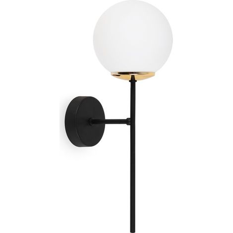 Applique murale Siena noire et dorée 1 lampe abat-jour blanc E14 (1/5)