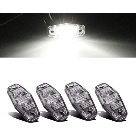 Seitenmarkierungsleuchten, wasserdichte Seitenleuchten, 2 wasserdichte LED-Umrissleuchten für 12 V 24 V Universal-LKW-Anhänger, LKW, Wohnwagen, Bus – 4 Stück, Weiß (1/4)